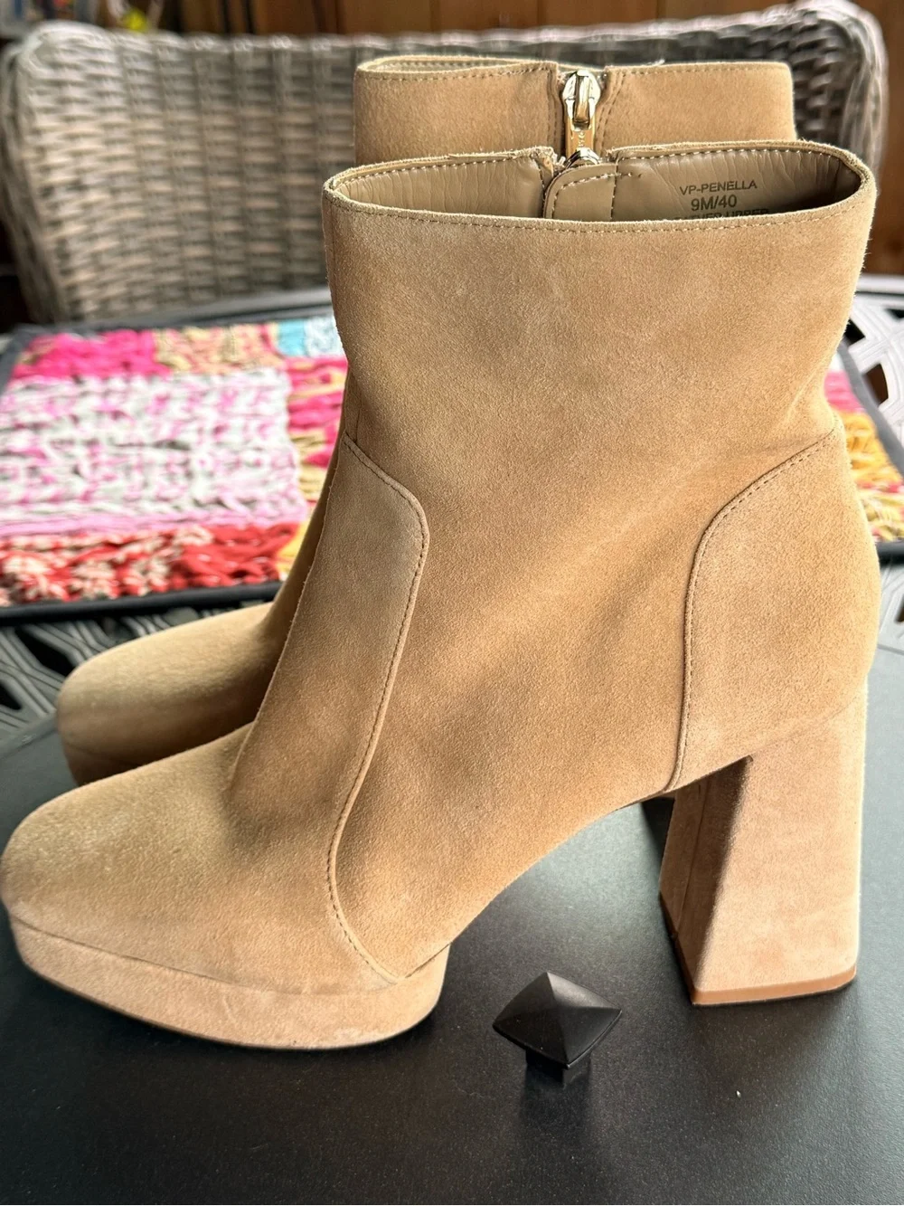 Vince Camuto Penella Tan Suede Platform Ankle Boots